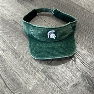 Top of the World Green Velvet Visor with Spartan Helmet Logo